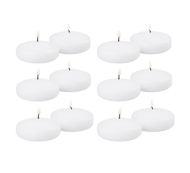12 Piece Floating Candles - White