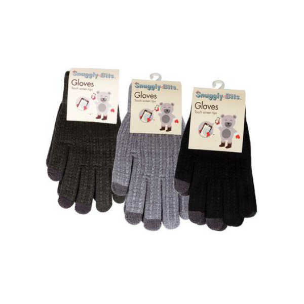 Snuggly Bits Gloves - Assorted Knitted Design Touch Screen Tips Gloves
