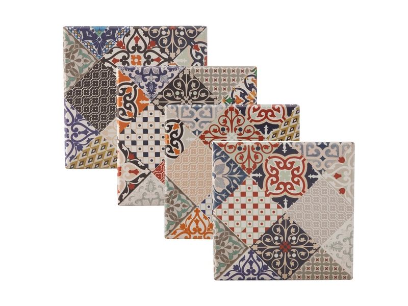MW Marrakesh Ceramic Square Tile Coaster 9cm Set of 4 Gift Boxed