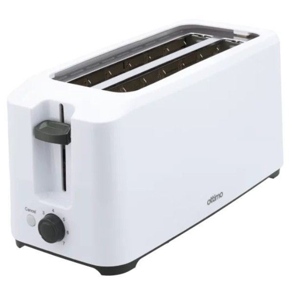 Ottimo White 4 Slice Toaster with Even Browning Control Auto pop-up