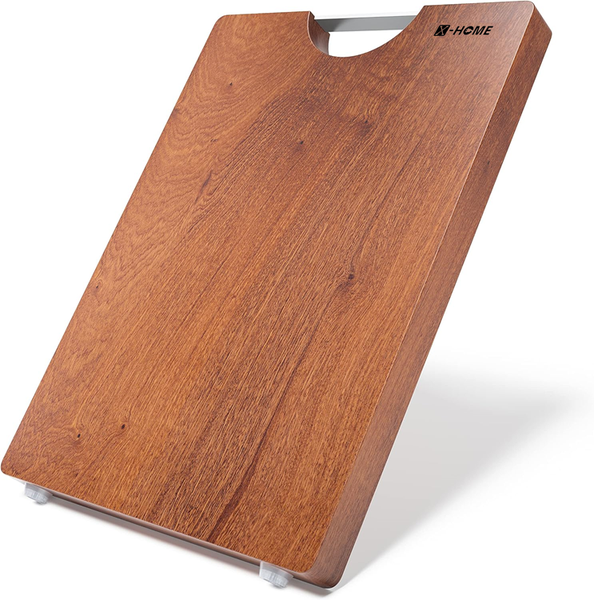 X-HOME Sapele Mahogany Wood Cutting Board - Thick Butchers Block Hard Wood