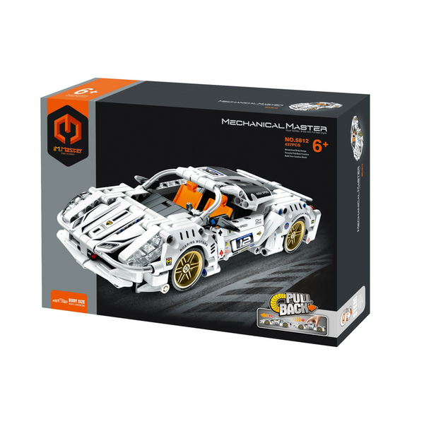 Pull-back Supercar Construction Set - White - 437 pieces, by iM.Master