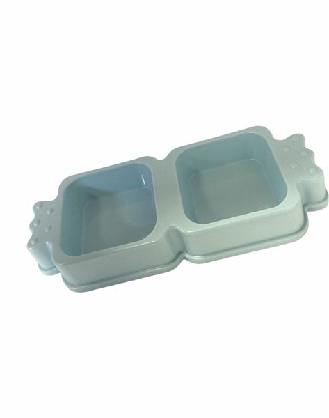 Pet Feeder Bowl Double Compartment Blue - Small
