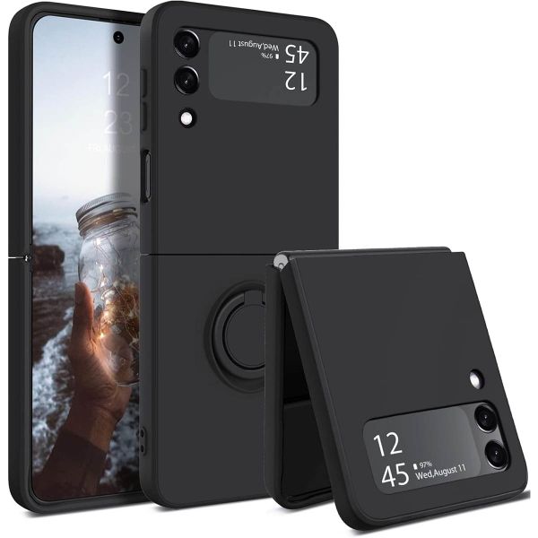 Liquid Silicone With Ring Phone Case Compatible With for Samsung Z Flip 4