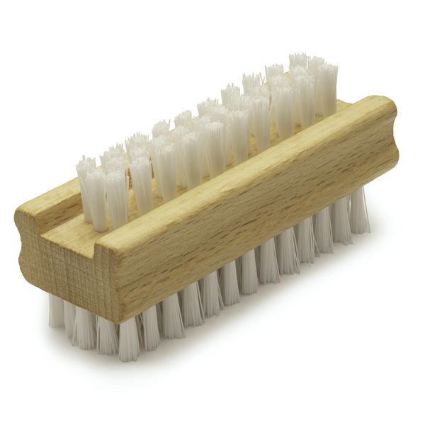 Non-Slip Wooden 2-Sided Hand &amp; Nail Brush: Stiff, Molded Grip