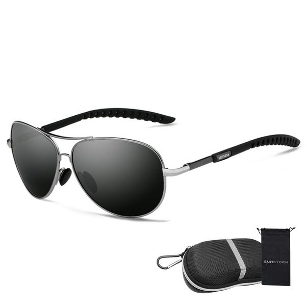 Sunstorm Matrix - Sleek Modern Metal Frame Sunglasses for Men