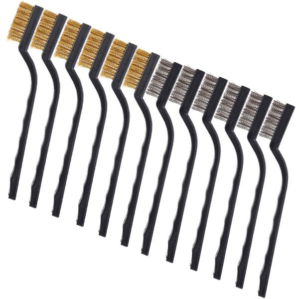 12 Pieces/Set Curved Handle Wire Brush Kit for Cleaning Welding Slag &amp; Rust