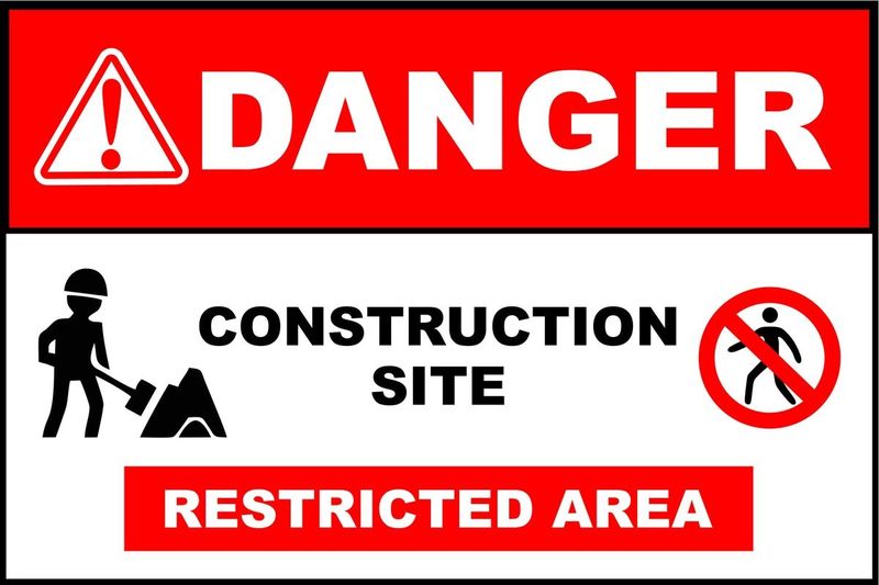 Danger Construction Site Sign On Chromadek 44cm 44cm