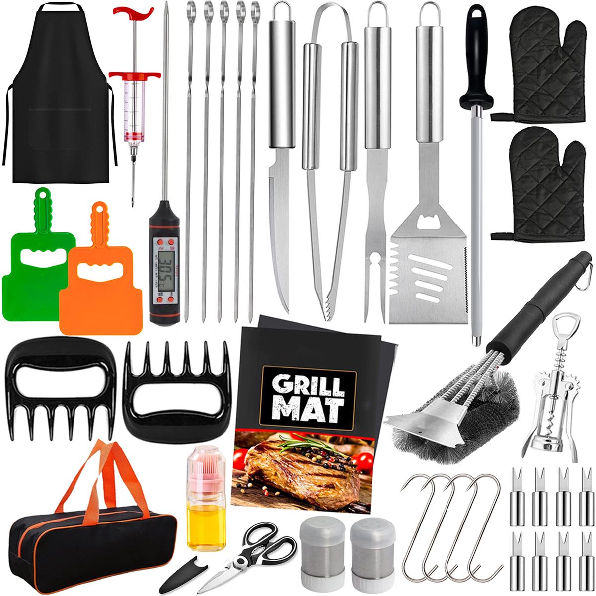 40 Pieces Heavy Duty Braai BBQ Grill Utensil Tool Set Thermometer Tong ...