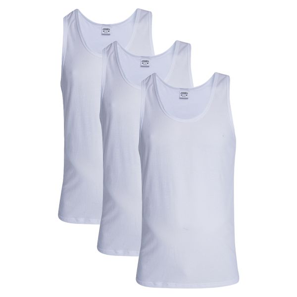Jockey Men's 100% Cotton Breathable Athletic 3 Pack Vests - White