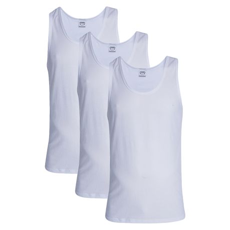 Jockey Men's 100% Cotton Breathable Athletic 3 Pack Vests - White Image