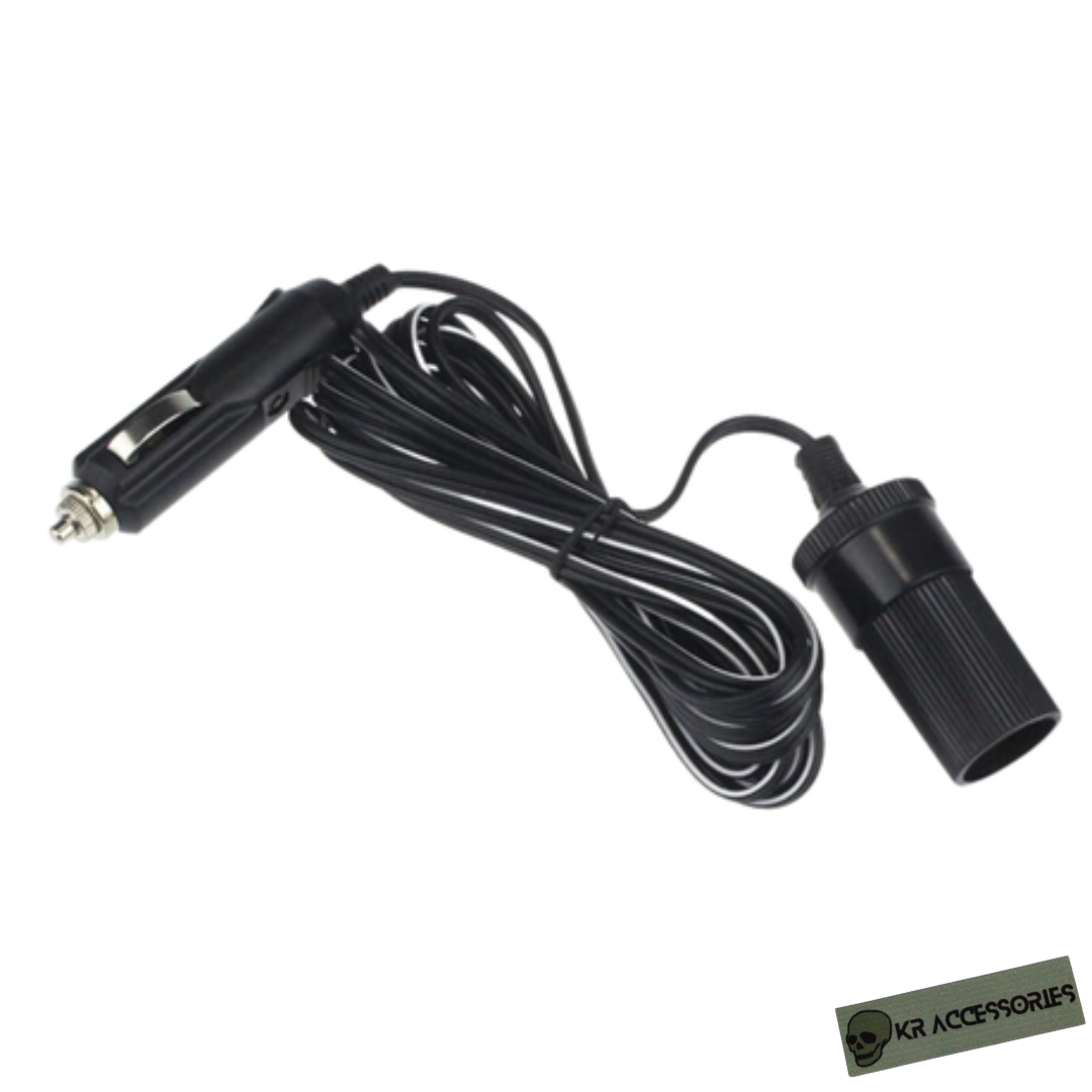 KR Automotive Male to Female Cigarette Lighter Extension Cable Socket