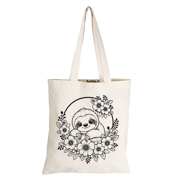Sloth Wreath - Eco-Cotton Natural Fibre Bag