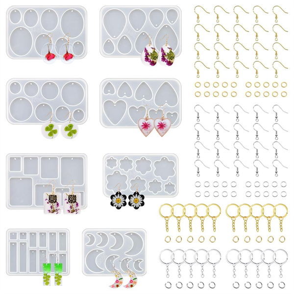 Resin Jewelry Molds 128 Pcs Multiple Uv Resin Earring Mold with Holes