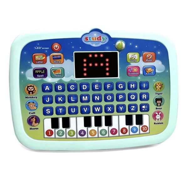 Kid Learning Pad Tablet with LED Screen, Interactive Electronic Toy - Green