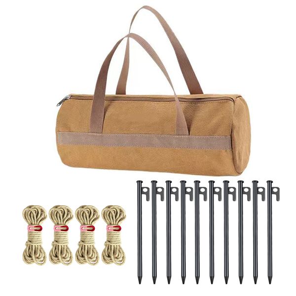 Heavy Duty Tent Stakes with Reflective Ropes and Storage Bag - 10-Pack