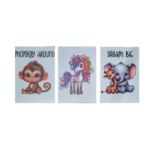 Kidsrock Cute Safari Animals Wall Art Decor Set 3 ( Set of 3)
