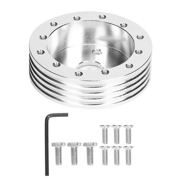 1in Aluminum Steering Wheel Hub Spacer 6 Hole to 3 Hole Adapter Silver