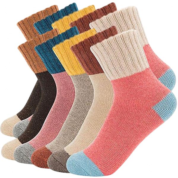 10 Pairs Womens Vintage Winter Soft Warm Thick Cold Knit Wool Crew Socks