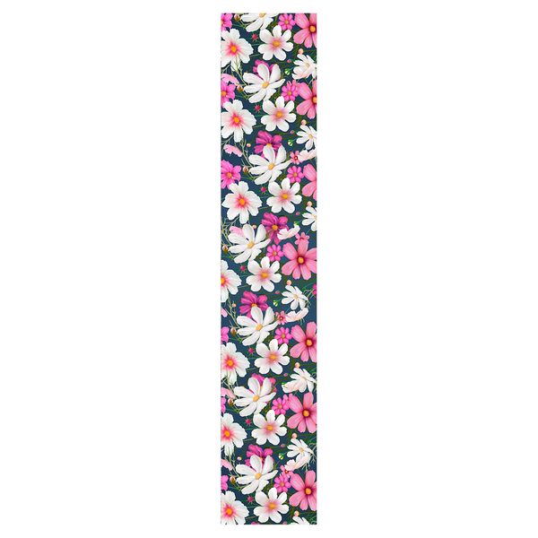 Pink and White Cosmos Painted Pattern Table Runner
