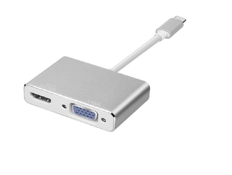 USB -C to VGA &amp; HDMI Adapter 2 in 1 (Support 4K)