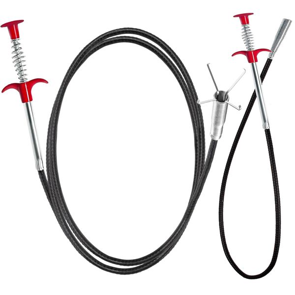 QYNIAL Drain Snake Clog Remover Flexible Grabber Tool (0.6m+2m)