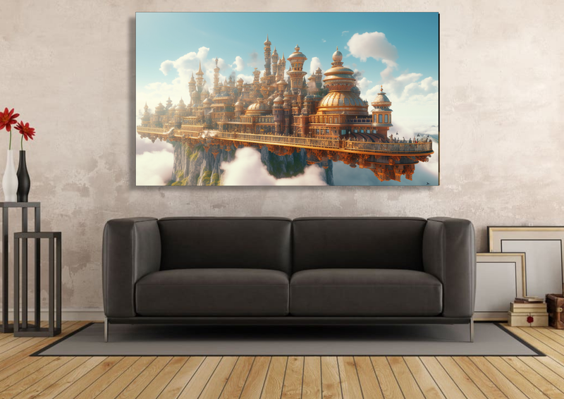 Canvas Wall Art -Floating Castle Train Abstract - IM0130