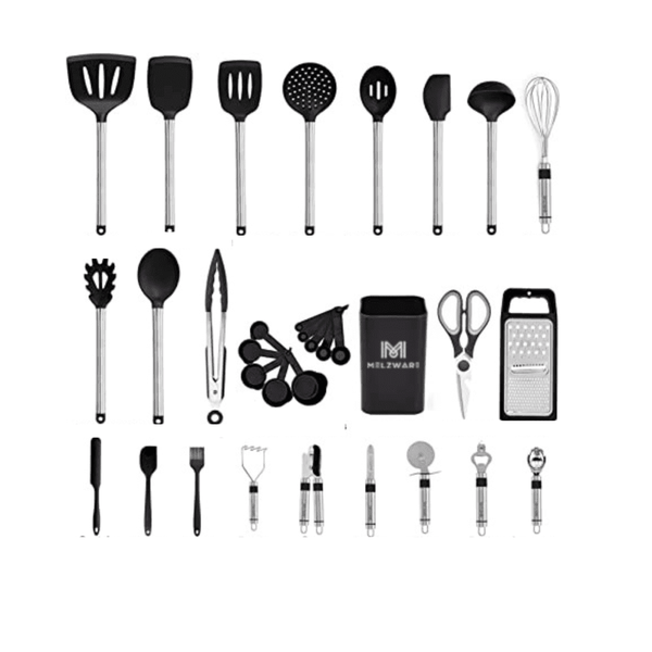 Melzware- 33 Pieces Cooking Gadget Tools Silicon Kitchen Utensil Set