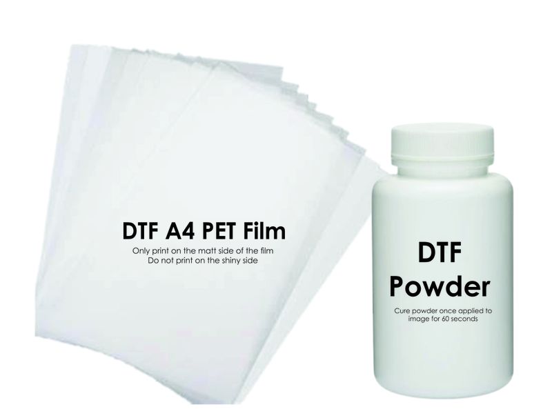 DTF Direct to Film Curing Powder an A4 Film
