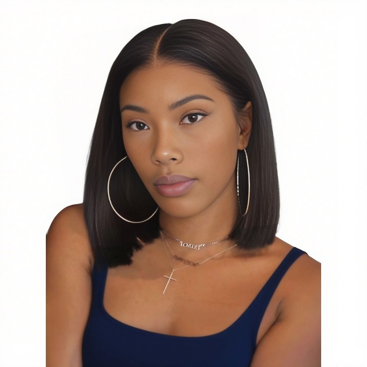 Geebuy 10" Bob Wig Brazilian Hair Wig for Date Nights 13x4 Straight Wig