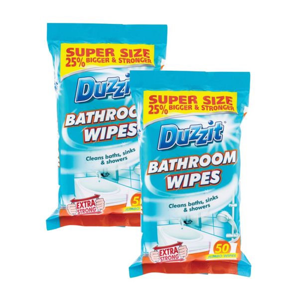 Bathroom Wipes Twin Pack - Jumbo Extra Strong Cleaner | Duzzit