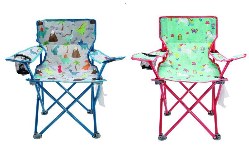 2 x Crckt Kids Folding Camp Chair with Cup Holder &amp; Safety Lock Less 55kg