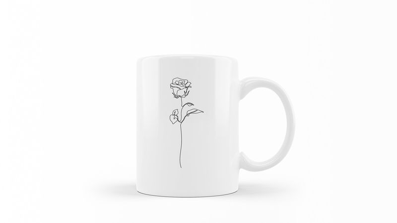 Designer Line Art Coffee Mug - Rose