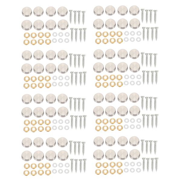 16 mm Stainless Steel Mirror Nails Screw Cap (64 Pieces)