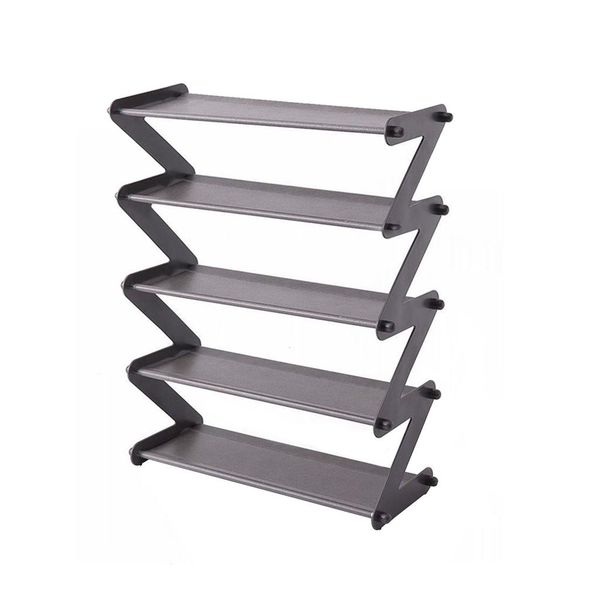 Z-Shaped 5-Tier Shoe Rack, Space-Saving Easy-to-Assemble