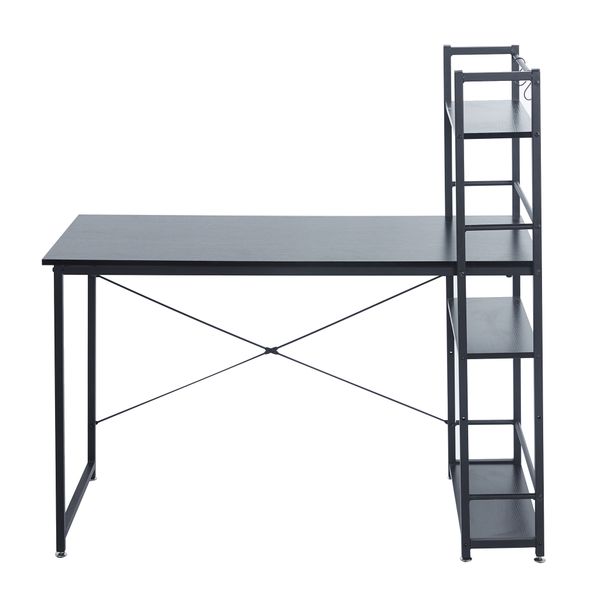Minimalist Computer Desk with Industrial Style and a Side Shelf