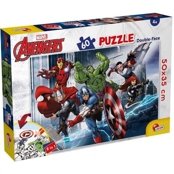 Lisciani 60 Piece Double Face Puzzle - Marvel Avengers - Colouring Fun!