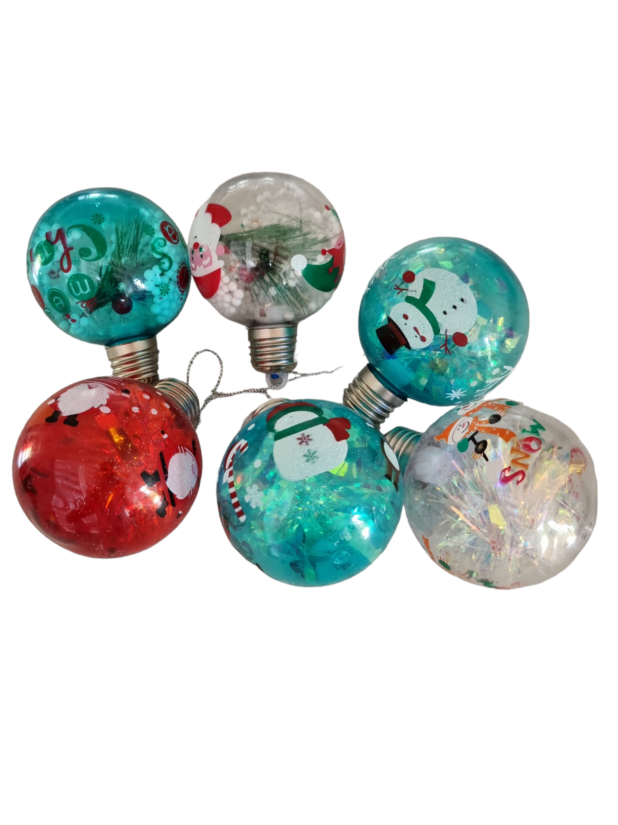 Pack of 6 Light Up Christmas tree Baubles
