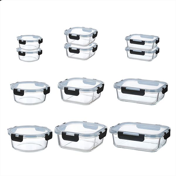 Borosilicate Glass Storage Containers With Lids - 12 Piece