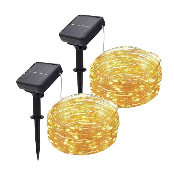 Solar Fairy Lights Outdoor 2 Pack 12 M 100 LED 8 Modes Solar Fairy Lights