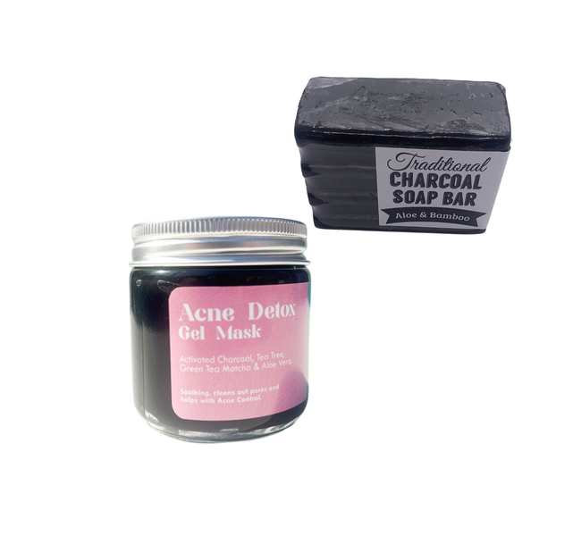 Acne Detox Gel Mask with Charcoal Soap Bar Combo
