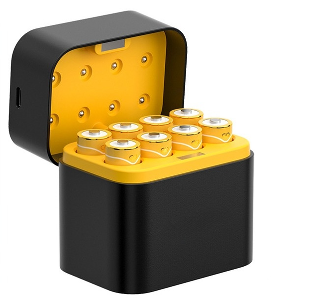 Rechargeable AA Batteries Lithium 8 Pack with Charger - 2400mWh 1.5V Li-ion