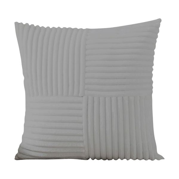 Pandok - Velvet Corduroy Abstract Cushion Cover with Inner - Dove Grey