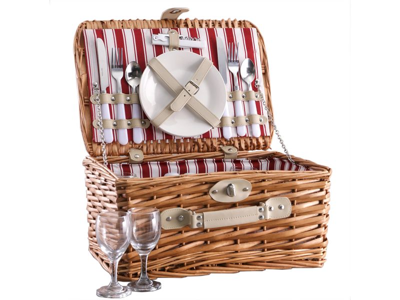 Natural Wicker 2 Person Picnic Basket with utensils