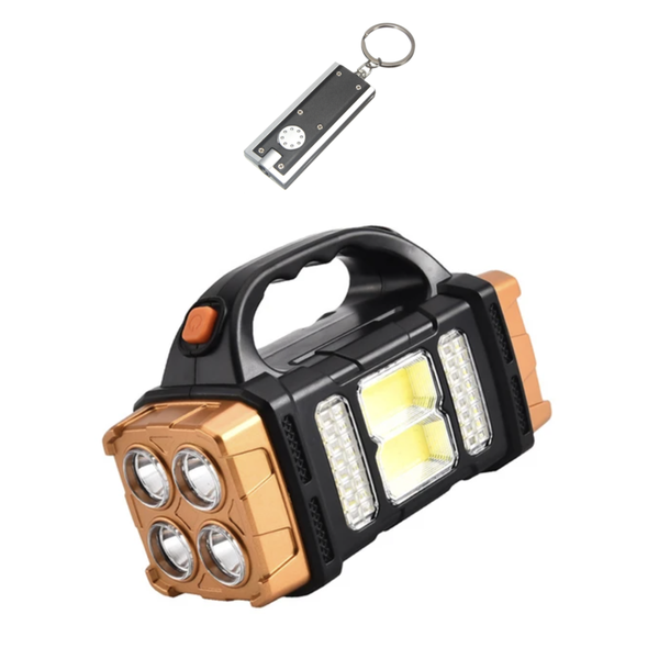 Solar-Powered &amp; Rechargeable Ultra-Bright Flash Light + LED Keyring Torch
