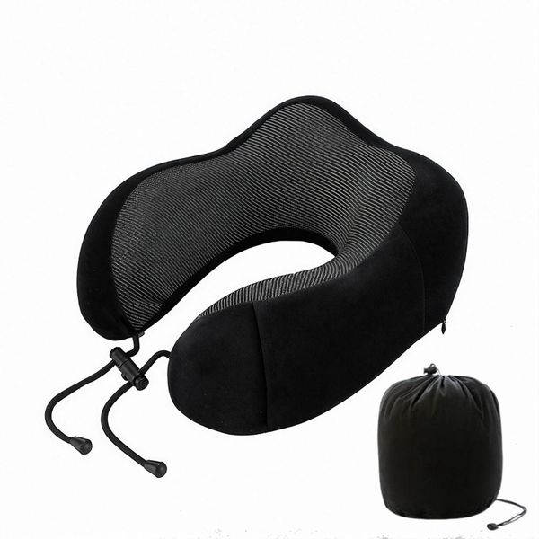 Travel Neck Pillow for Airplanes,Memory Foam Cooling Mesh Pillows,Black
