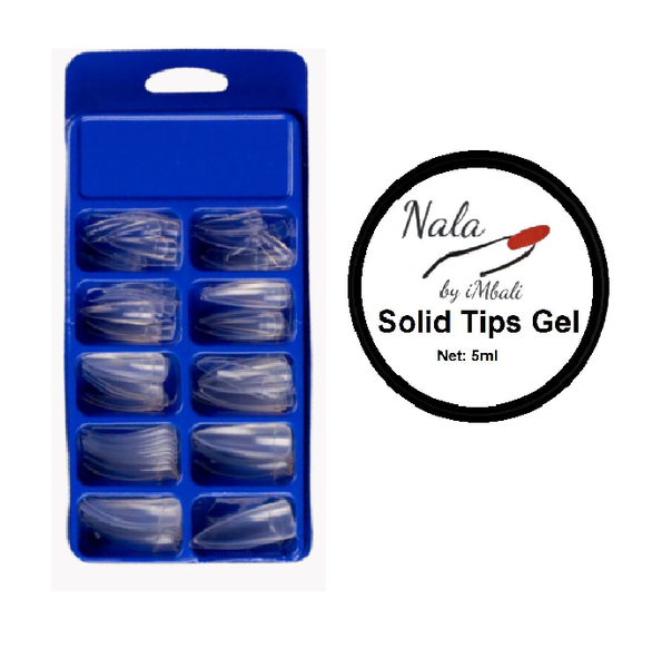 100 Pieces Clear Stiletto Full Nail Tips &amp; Nala By iMbali Solid Tips gel