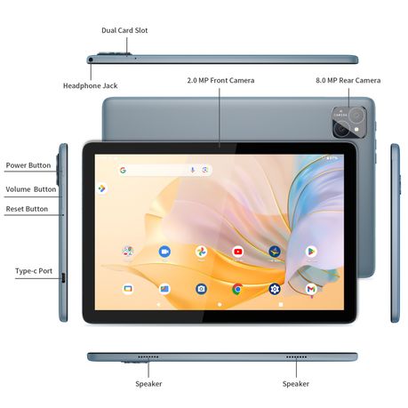 IPSTYLE 10 inch Tablet - Android 14 128GB Big Screen for Work and