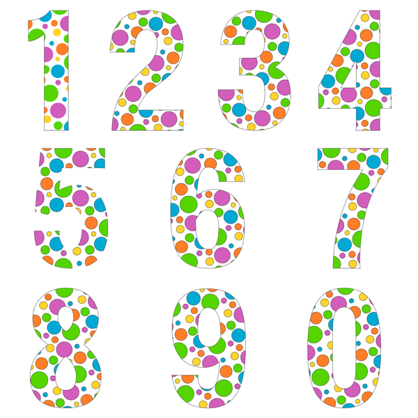 TrendSpire Wheelie Bin Numbers Vinyl Stickers (Colour) - POLKA Set of 16