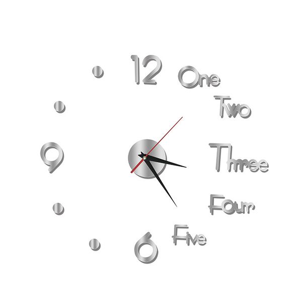 DIY 3D Wall Sticker Clock (Glow-in-the-Dark/Silver/Black) - 1 Set